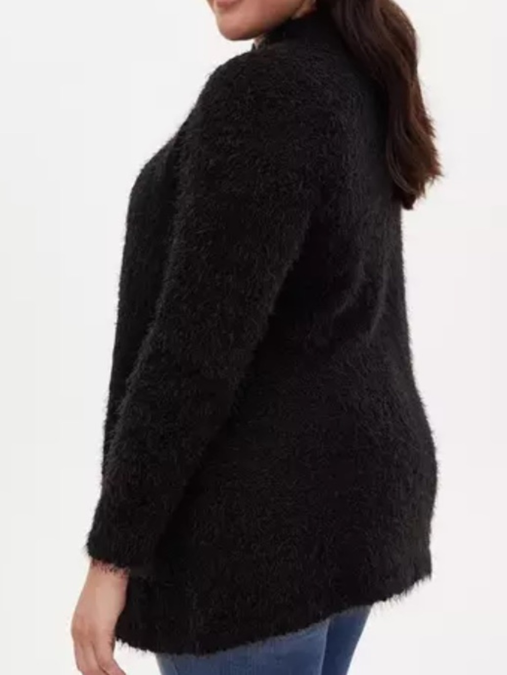 Rare Black fuzzy Open-Front Women's Cardigan Sweater - Picture 2 of 11